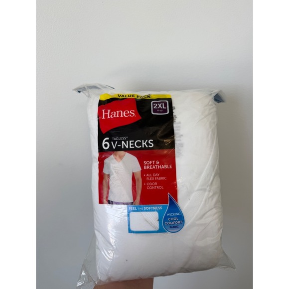 Hanes Other - Hanes Men's 6-Pack V-Neck T-Shirts – White – Size 2XL – New in Package